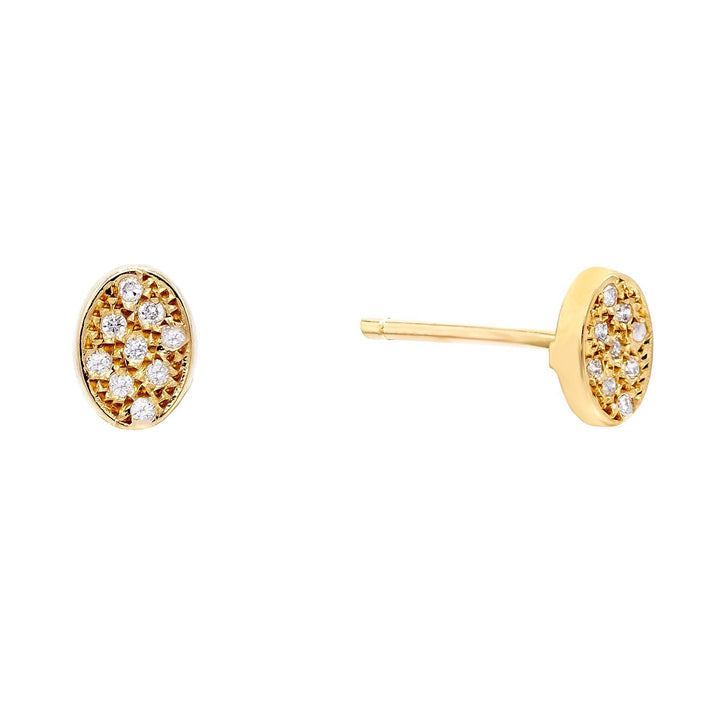 14K Gold / Pair Oval Stud Earring 14K - Adina Eden's Jewels