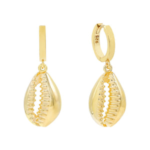 Gold Shell Huggie Earring - Adina Eden's Jewels