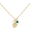 Emerald Green Leaf Stone Necklace - Adina Eden's Jewels