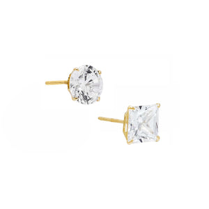 14K Gold / 3 MM Princess X Solitaire Stud Combo Set 14K - Adina Eden's Jewels