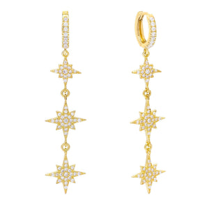 Gold Dangling Starburst Huggie Earring - Adina Eden's Jewels