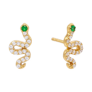 Emerald Green Snake Stud Earring - Adina Eden's Jewels