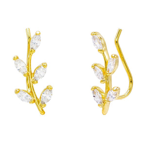 Gold Leaf Stone Ear Climber - Adina Eden's Jewels