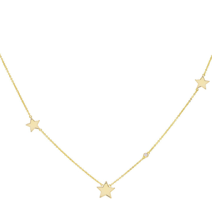 Gold Triple Star Necklace - Adina Eden's Jewels