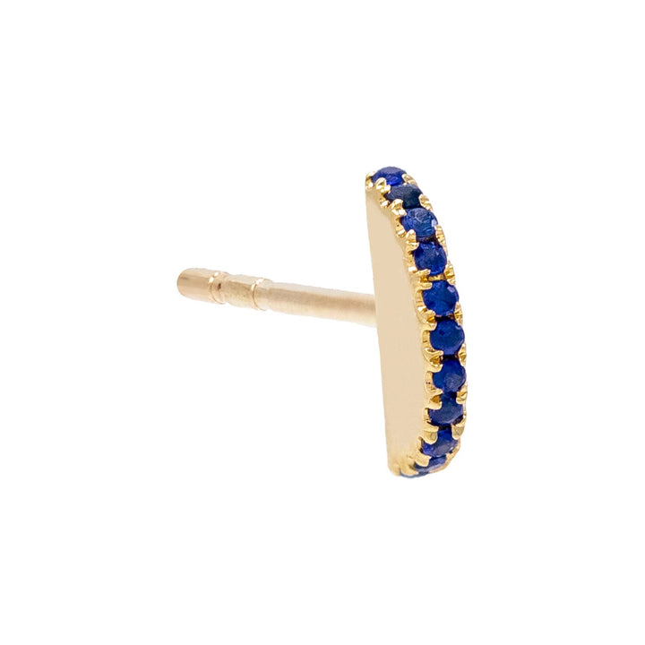 Sapphire Blue / Single Diamond Semi-Circle Stud Earring 14K - Adina Eden's Jewels
