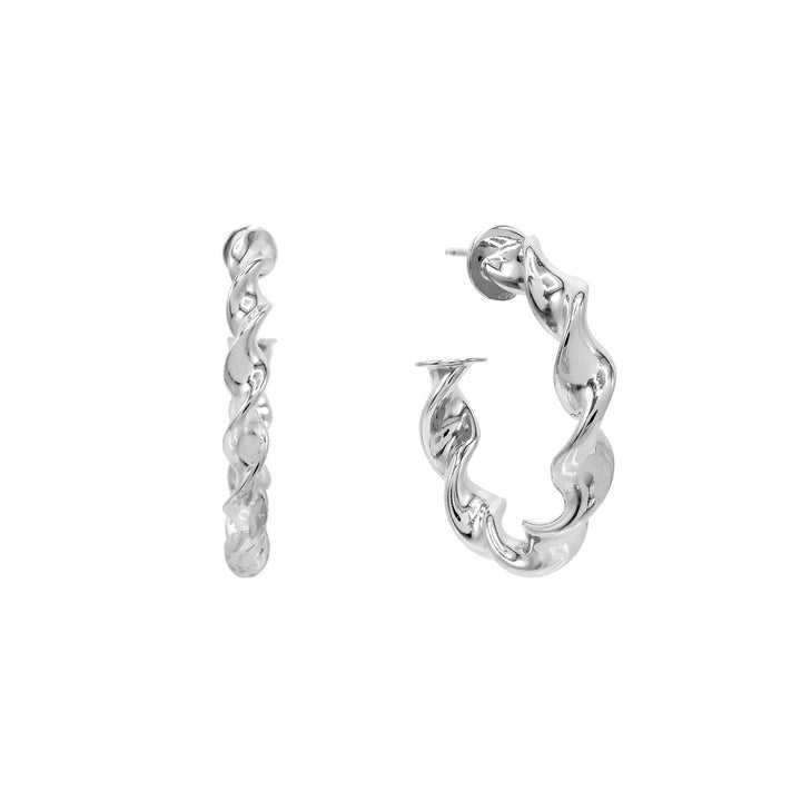 Silver / 30 MM Spiral Hollow Hoop Earring - Adina Eden's Jewels