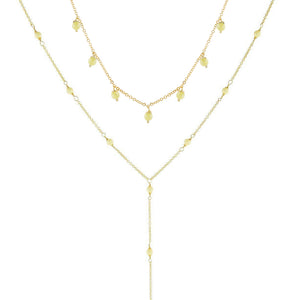 Topaz Yellow Pastel Pearl Choker X Lariat Combo Set - Adina Eden's Jewels