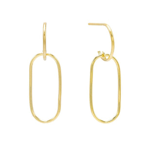 Gold Oval Dangle Stud Earring - Adina Eden's Jewels