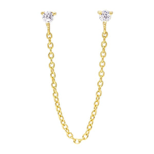 Gold / Single CZ Chain Stud Earring - Adina Eden's Jewels