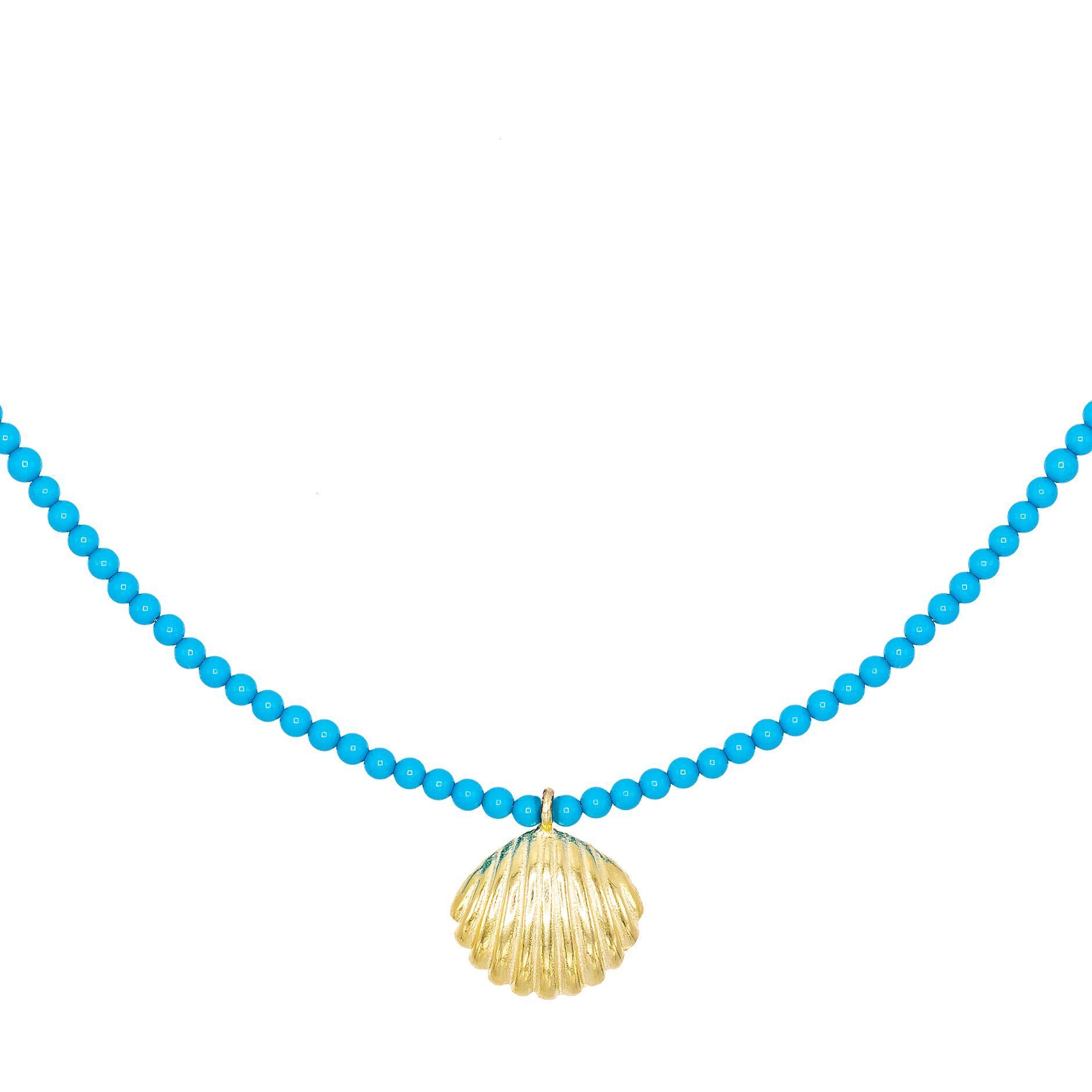 Turquoise Beaded Shell Choker | Adina Eden Jewels