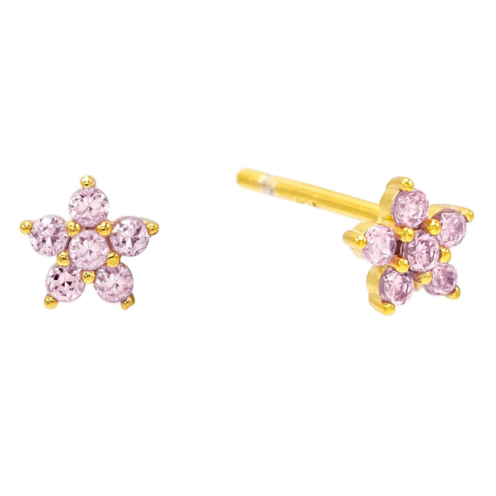 Sapphire Pink Mini Flower Stud Earring - Adina Eden's Jewels
