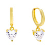 Gold Heart Stone Huggie Earring - Adina Eden's Jewels
