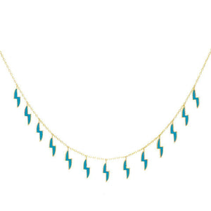Turquoise Enamel Lightning Bolt Necklace - Adina Eden's Jewels