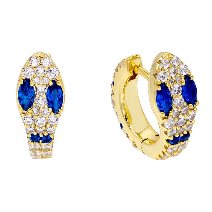 Sapphire Blue Pavé Snake Huggie Earring - Adina Eden's Jewels