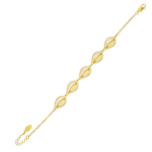 Gold Pavé Shell Bracelet - Adina Eden's Jewels