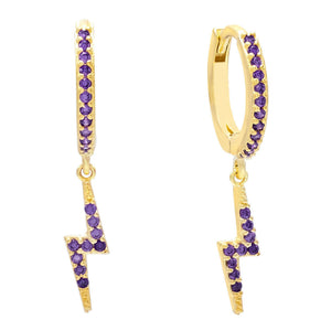 Amethyst Purple Colored Lightning Huggie Earring - Adina Eden's Jewels