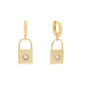 Gold Starburst Lock Huggie Earring - Adina Eden's Jewels